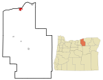 Morrow County Oregon Incorporated and Unincorporated areas Boardman Highlighted